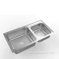 Commercial Kitchen and Home Kitchen SUS304 Stainless Steel Pressed Two Bowsl Sink